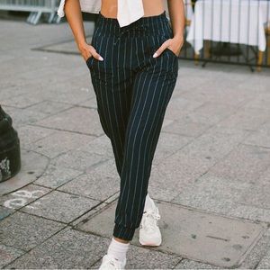 Navy Pinstripe Destination Joggers Albion Fit NEW